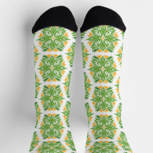 Green Flowers, Pattern Of Flowers, Floral Pattern Socks