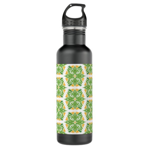 Green Flowers Pattern Of Flowers Floral Pattern Stainless Steel Water Bottle