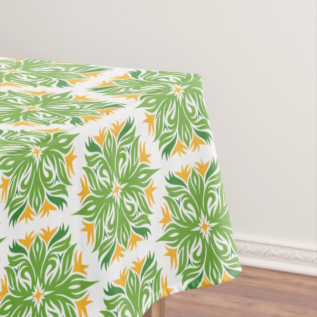 Green Flowers, Pattern Of Flowers, Floral Pattern Tablecloth (In Situ)