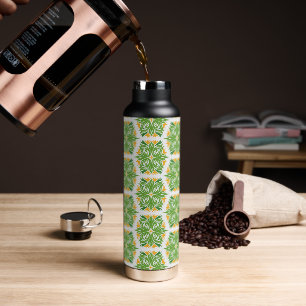 Green Flowers, Pattern Of Flowers, Floral Pattern Water Bottle