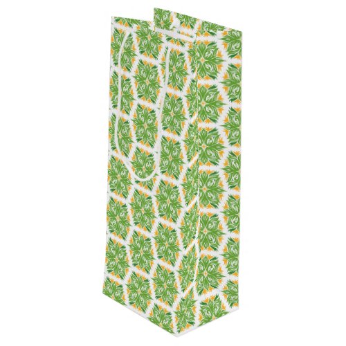 Green Flowers Pattern Of Flowers Floral Pattern Wine Gift Bag