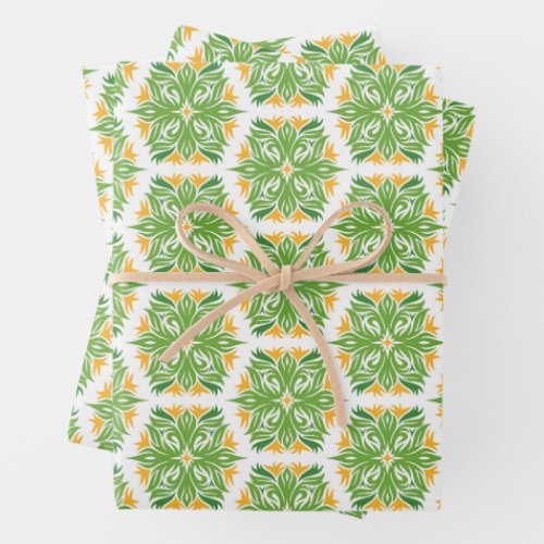 Green Flowers Pattern Of Flowers Floral Pattern Wrapping Paper Sheets