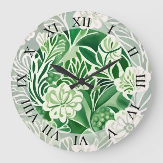 Green flowers, vintage design pattern 