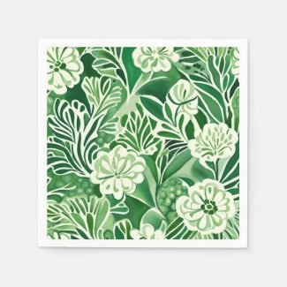 Green flowers, vintage design pattern 