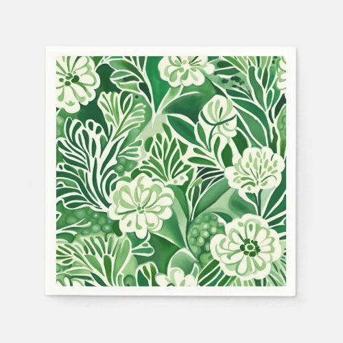 Green flowers vintage design pattern  napkins