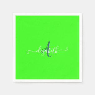 Green Fluorescent Neon Monogram Napkins