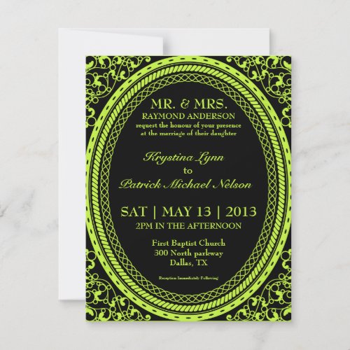 Green Fluorescent  Neon Wedding Invitations