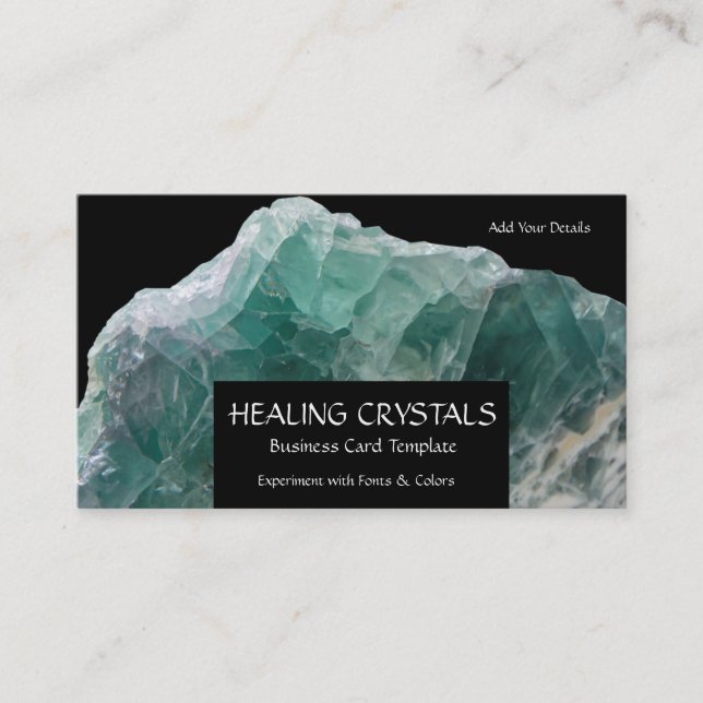 Green Fluorite Crystal Healing Crystals Business Card (Front)