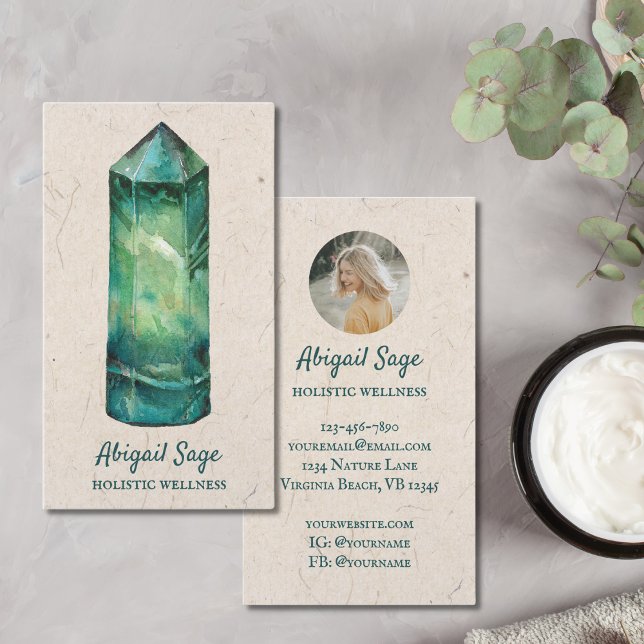 Green Fluorite Crystal Holistic Spiritual Yoga Business Card (Creator Uploaded)