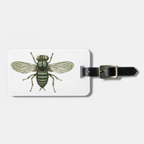 green fly luggage tag