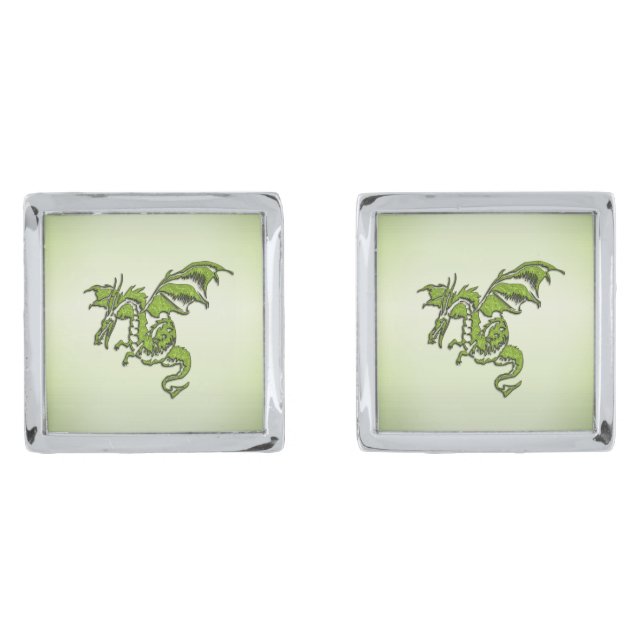 Green Flying Dragon  Cufflinks (Front)