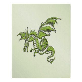 Green Flying Dragon Faux Canvas Print
