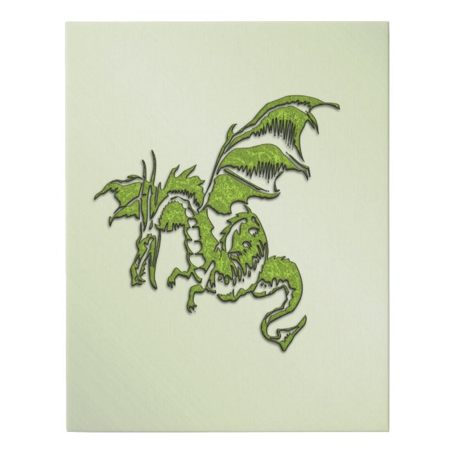 Green Flying Dragon  Faux Canvas Print (Front)
