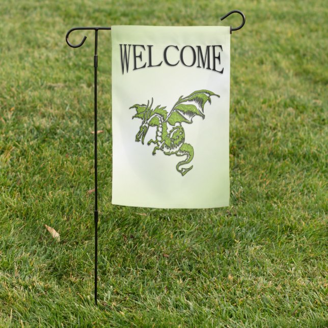 Green Flying Dragon  Garden Flag (In SItu)