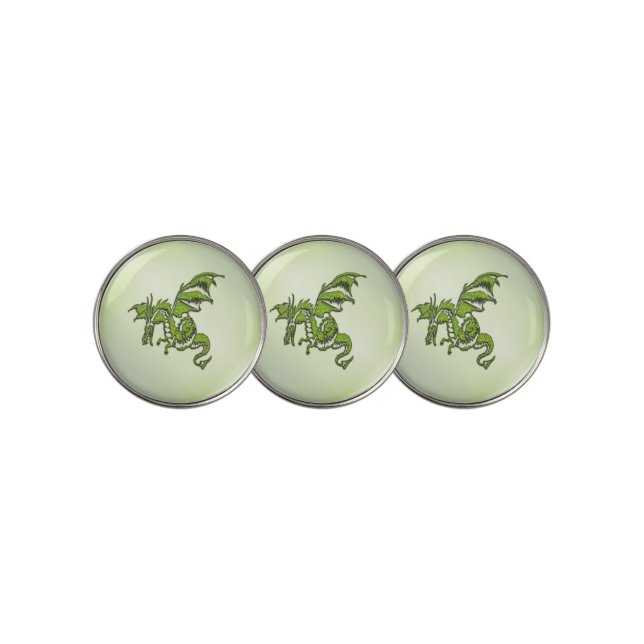 Green Flying Dragon  Golf Ball Marker (3 Up)
