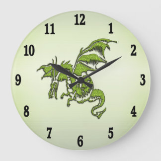Green Flying Dragon Large Clock