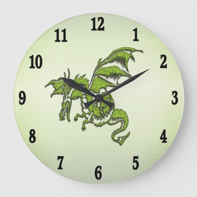 Green Flying Dragon  Large Clock (Front)