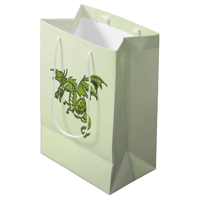 Green Flying Dragon  Medium Gift Bag (Front Angled)
