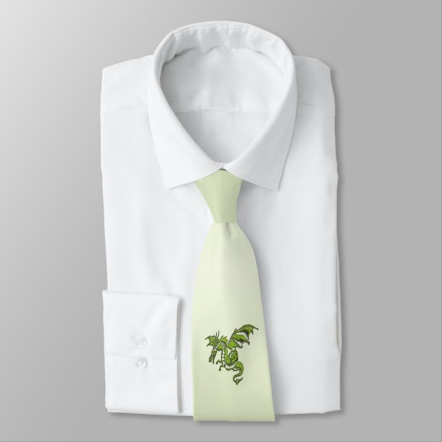 Green Flying Dragon Neck Tie (Tied)