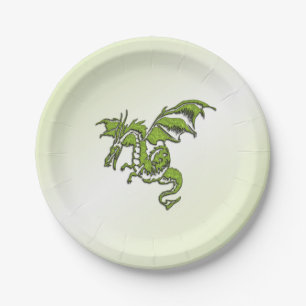 Green Flying Dragon Paper Plates