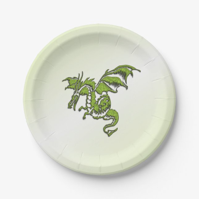 Green Flying Dragon  Paper Plates (Front)