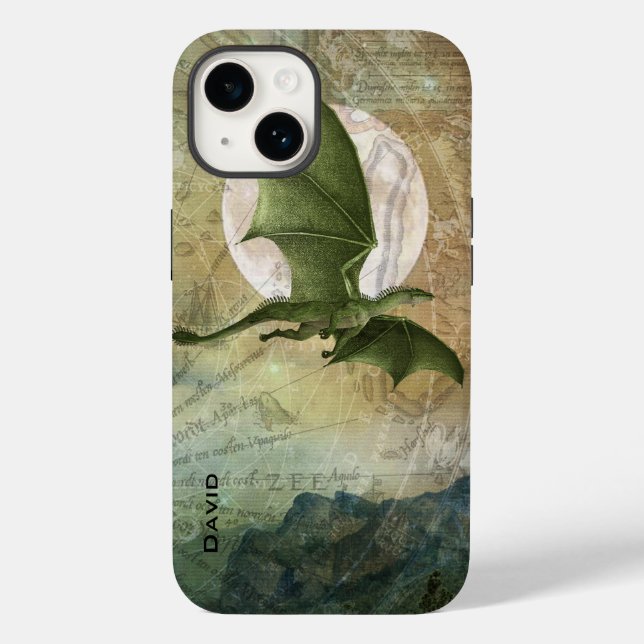 Green Flying Dragon Personalized Case-Mate iPhone Case (Back)