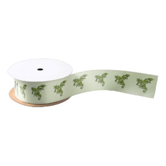 Green Flying Dragon  Satin Ribbon