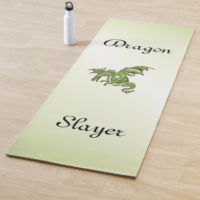 Green Flying Dragon Slayer Custom Text Yoga Mat (In Situ)