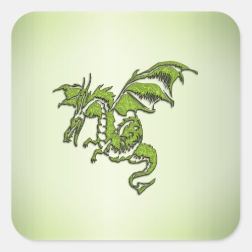 Green Flying Dragon  Square Sticker