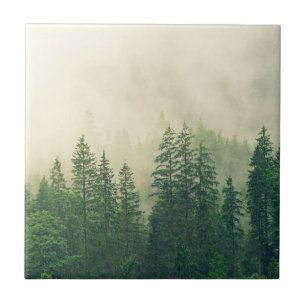 Green Foggy Rocky Mountains Colorado USA Adventure Ceramic Tile