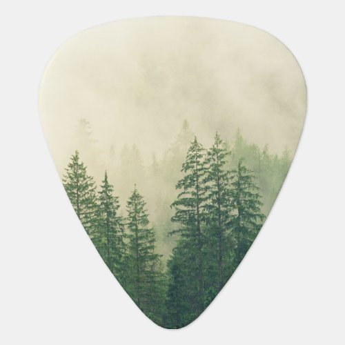 Green Foggy Rocky Mountains Colorado USA Adventure Guitar Pick
