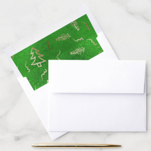 Green Foil Botanical Christmas Tree Envelope Liner
