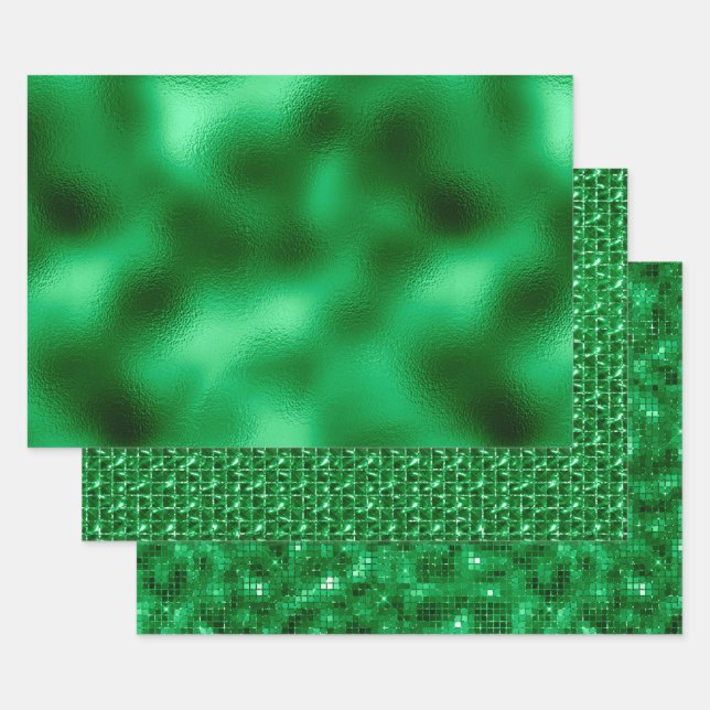 Green Foil Wrapping Paper Sheets (Set)