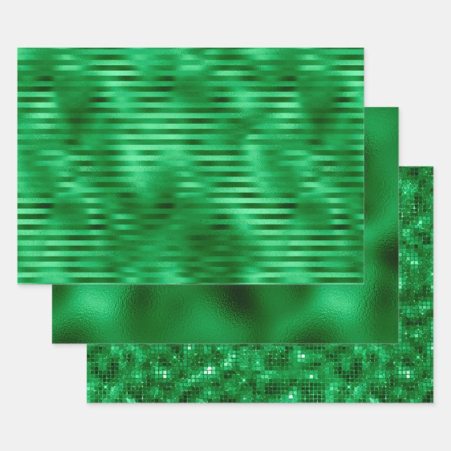 Green Foil Wrapping Paper Sheets (Set)