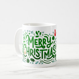 Green Foils Merry Christmas Holiday Photo Coffee Mug