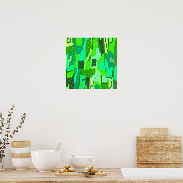 Green Foliage Abstract Poster (Kitchen)
