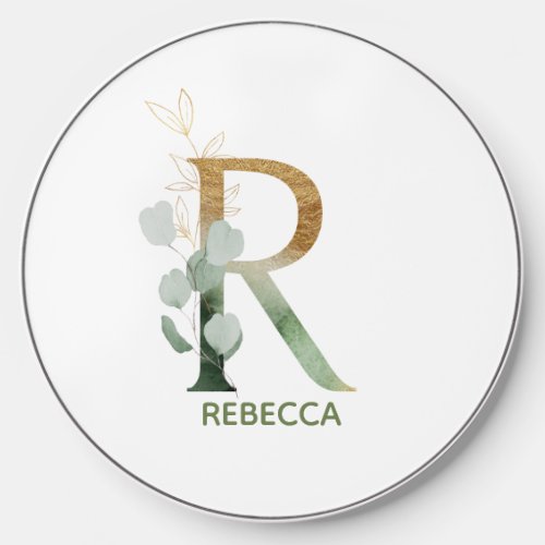 Green Foliage Alphabet R Wireless Charger