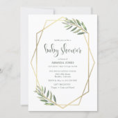 Green Foliage and Gold Bohemian Baby Shower Invitation (Front)