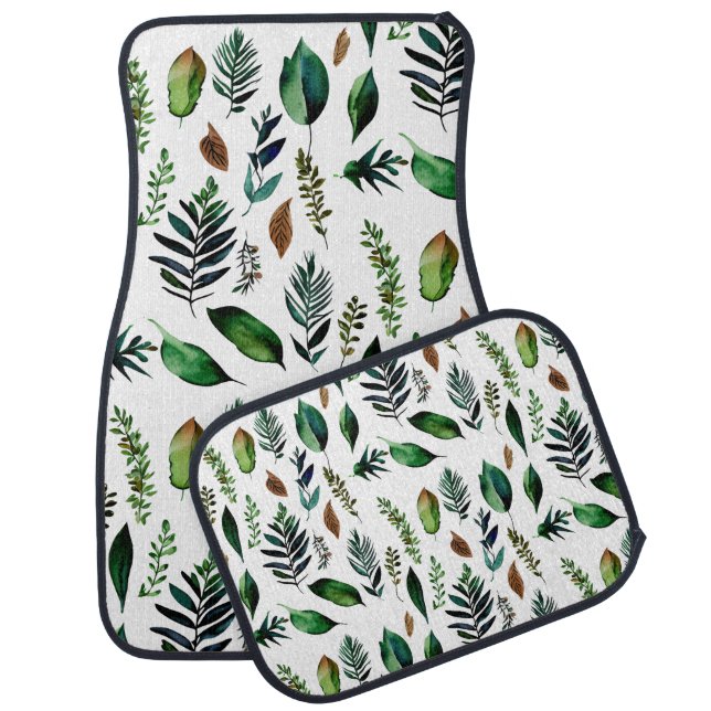 Green Foliage Botanical Nature  Car Floor Mat (Set)