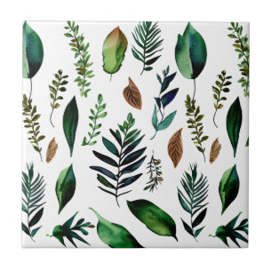 Green Foliage Botanical Nature  Ceramic Tile
