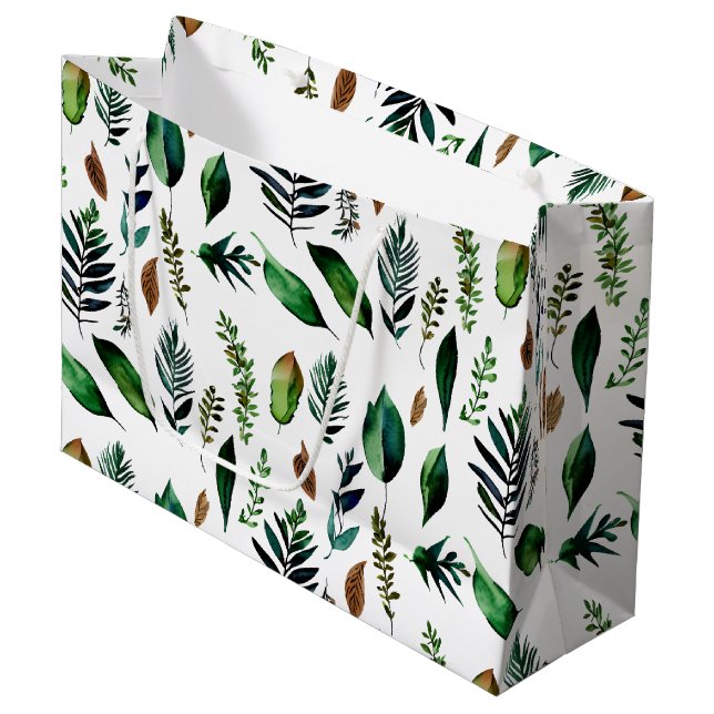 Green Foliage Botanical Nature  Large Gift Bag (Front Angled)