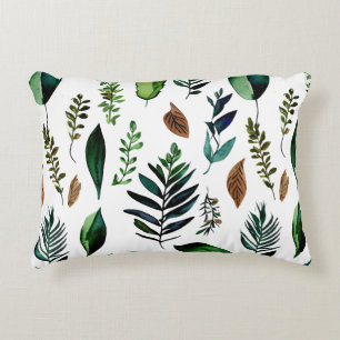 Green Foliage Botanical Nature Lovers Accent Pillow