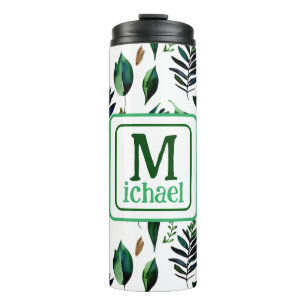 Green Foliage Botanical Nature Personalized Thermal Tumbler