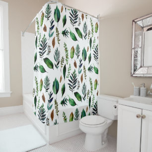 Green Foliage Botanical Nature Shower Curtain