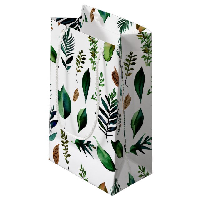 Green Foliage Botanical Nature  Small Gift Bag (Front Angled)