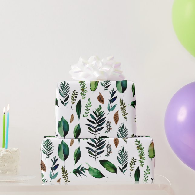 Green Foliage Botanical Nature  Wrapping Paper (Party Gifts)
