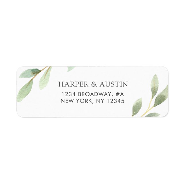 Green Foliage Botanical Return Address Label (Front)