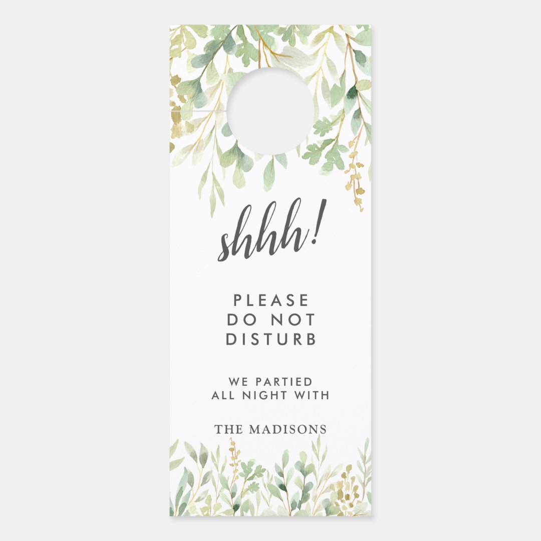 Green Foliage Botanical Wedding Door Hanger | Zazzle