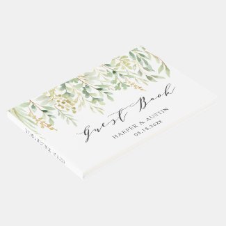 Green Foliage Botanical Wedding Guest Book