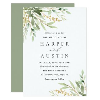 Green Foliage Botanical Wedding Invitation